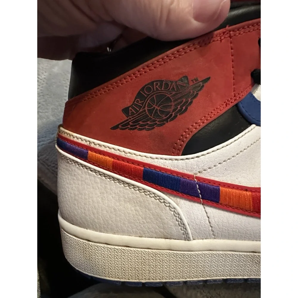 Nike Air Jordan 1 Mid Multi Color Swoosh‎ White Racer 13's 852542-146